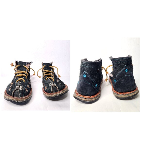 VTG Leather Suede Shoes Lace Up Leather Shoes with Stars Bowling Clown Style 10 - Picture 5 of 10